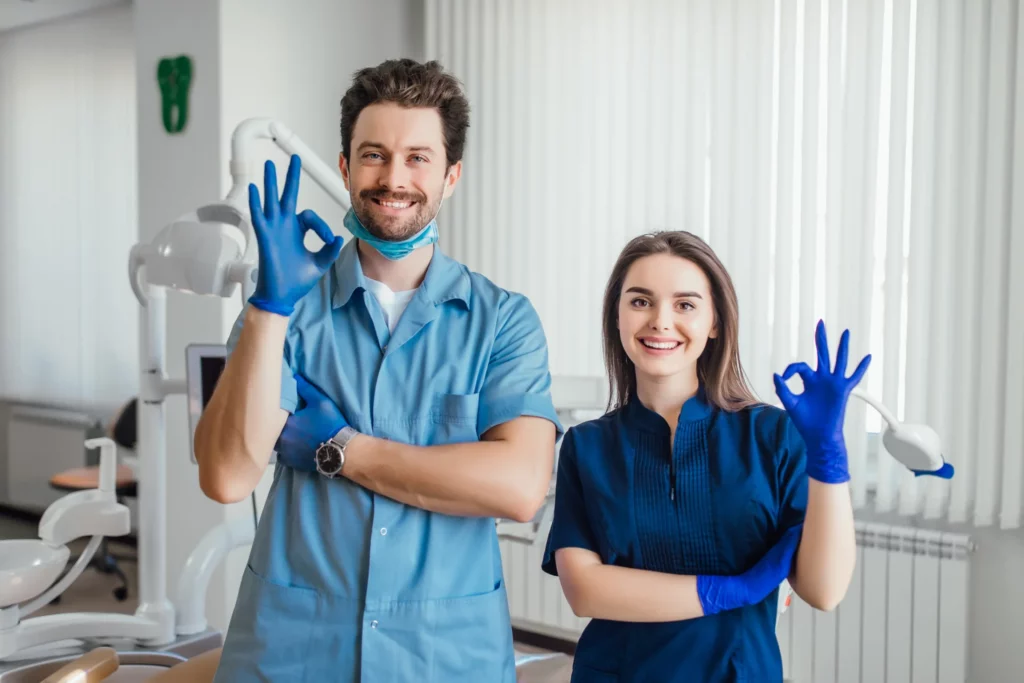 Two oral hygiene and health professionals 